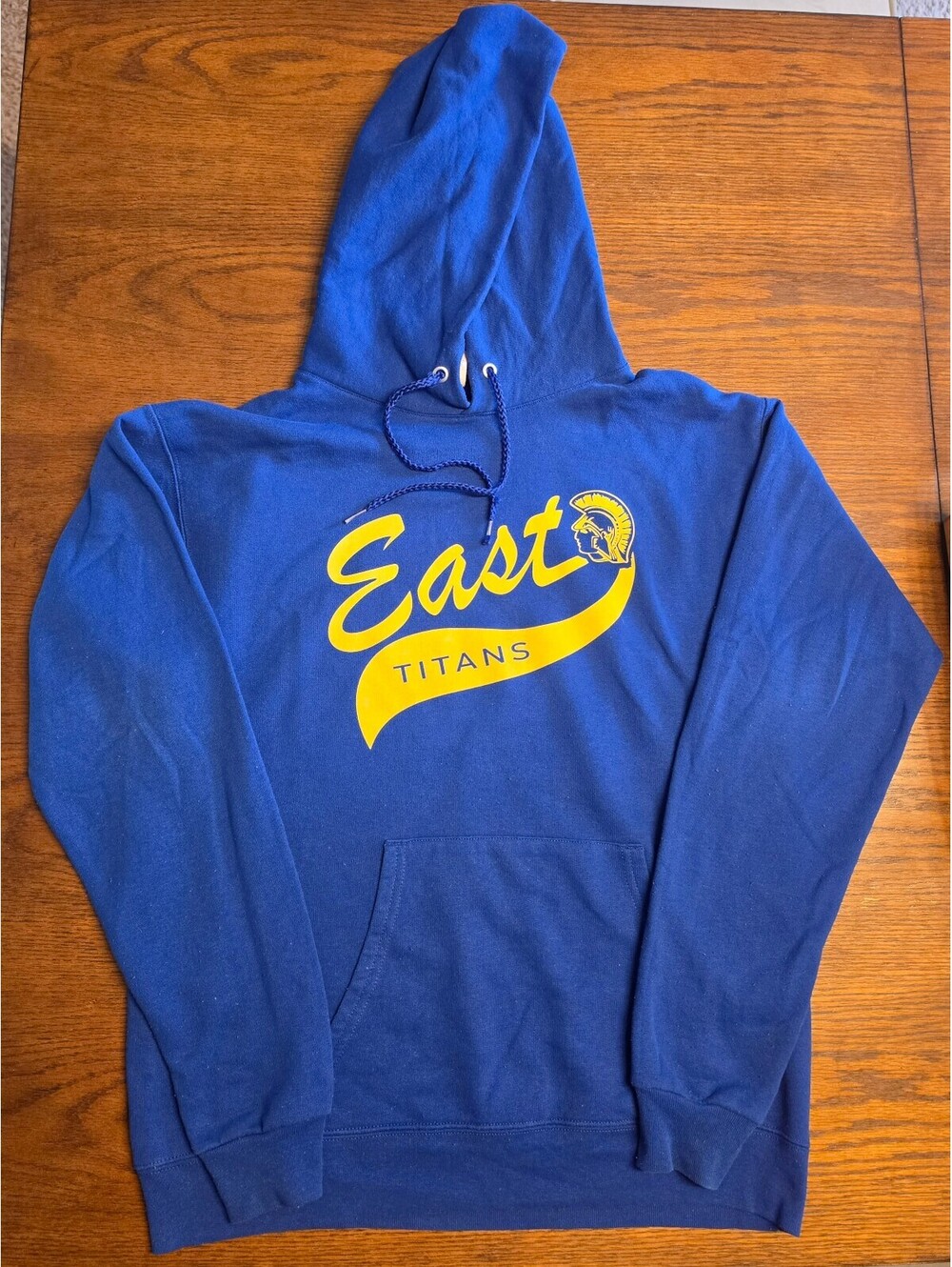 Hanes EcoSmart East Titans Pullover Hoodie Blue Gold Size Small School Spirit